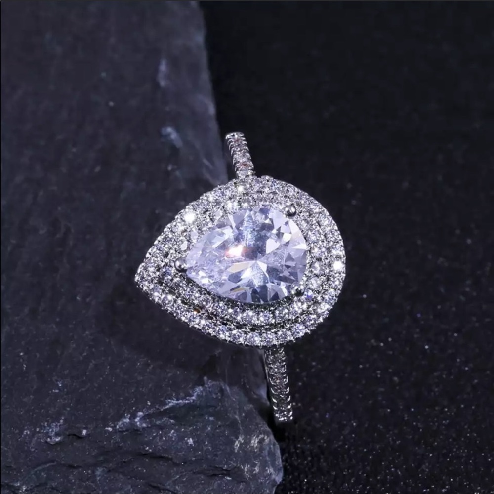 #1 Women’s 925 Silver Romantic Heart Diamond Ring - Picture 3 of 7